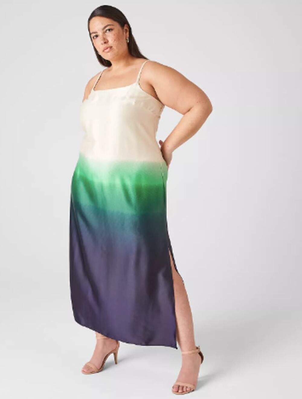 Lane Bryant Green Ombre Scoop Neck Cami Dress Size 24 NWT